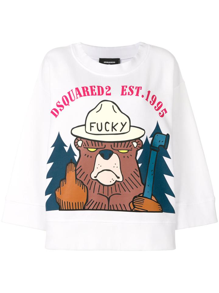 Dsquared2 Fucky Print Sweatshirt - White