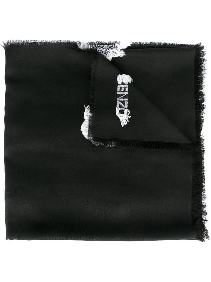 Kenzo 'mini Tiger' Scarf, Adult Unisex, Black, Silk/modal/viscose/wool