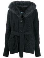 Prada Cashmere Belted Knitted Cardigan - Black