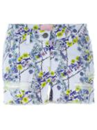 Giamba Floral Print Denim Shorts, Women's, Size: 44, Pink/purple, Cotton/spandex/elastane