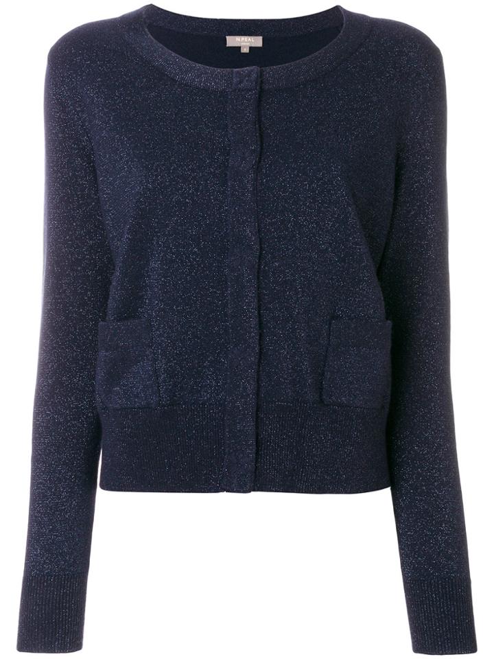 N.peal Cropped Sparkle Cardigan - Blue