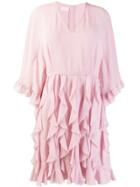 Giamba Ruffled Skirt Dress - Pink