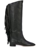 Saint Laurent Fringed Knee-length Boots - Black