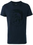 Diesel Logo Print T-shirt, Men's, Size: Xl, Blue, Cotton