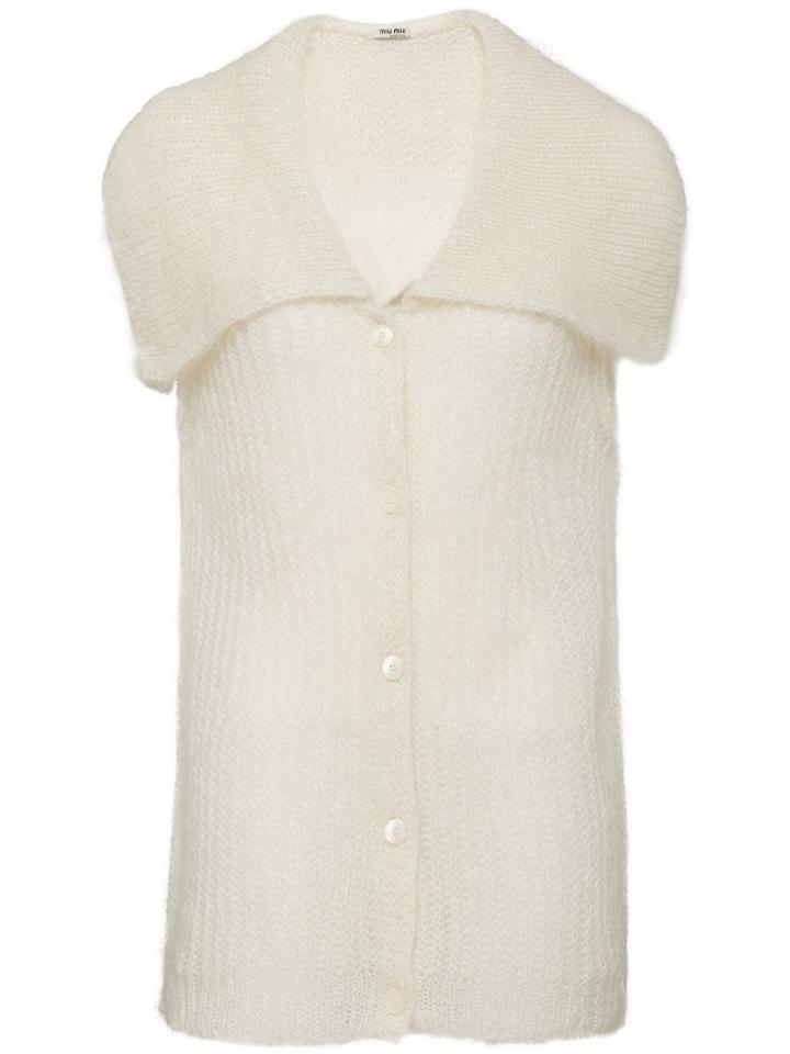 Miu Miu Spread Collar Cardigan - White