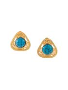 Chanel Pre-owned 1995 Interlocking Cc Stone Earrings - Gold