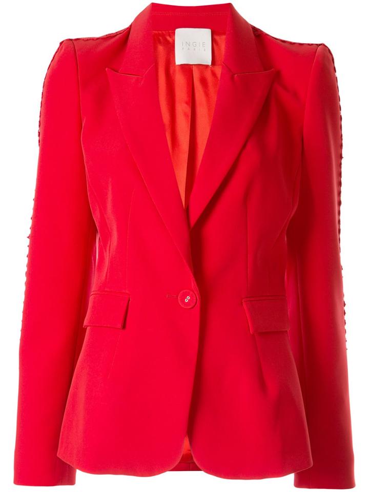 Ingie Paris Single-breasted Fitted Blazer - Red