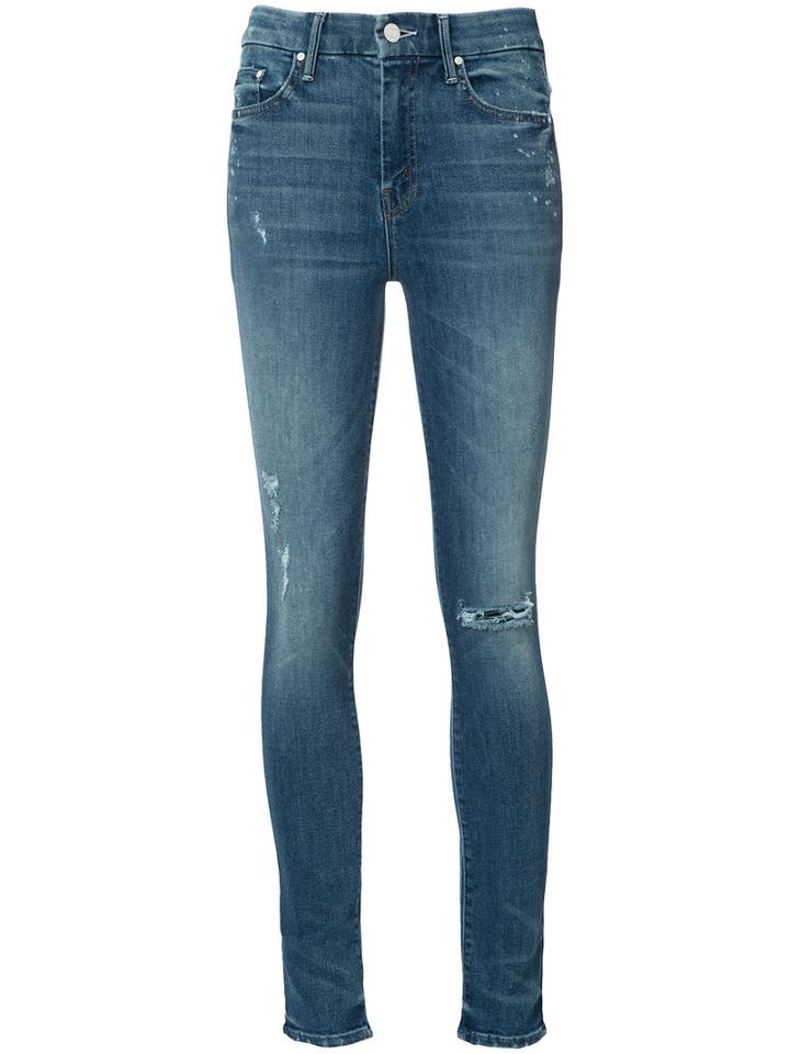 Mother High-rise Skinny Jeans, Women's, Size: 25, Blue, Cotton/spandex/elastane/polyester