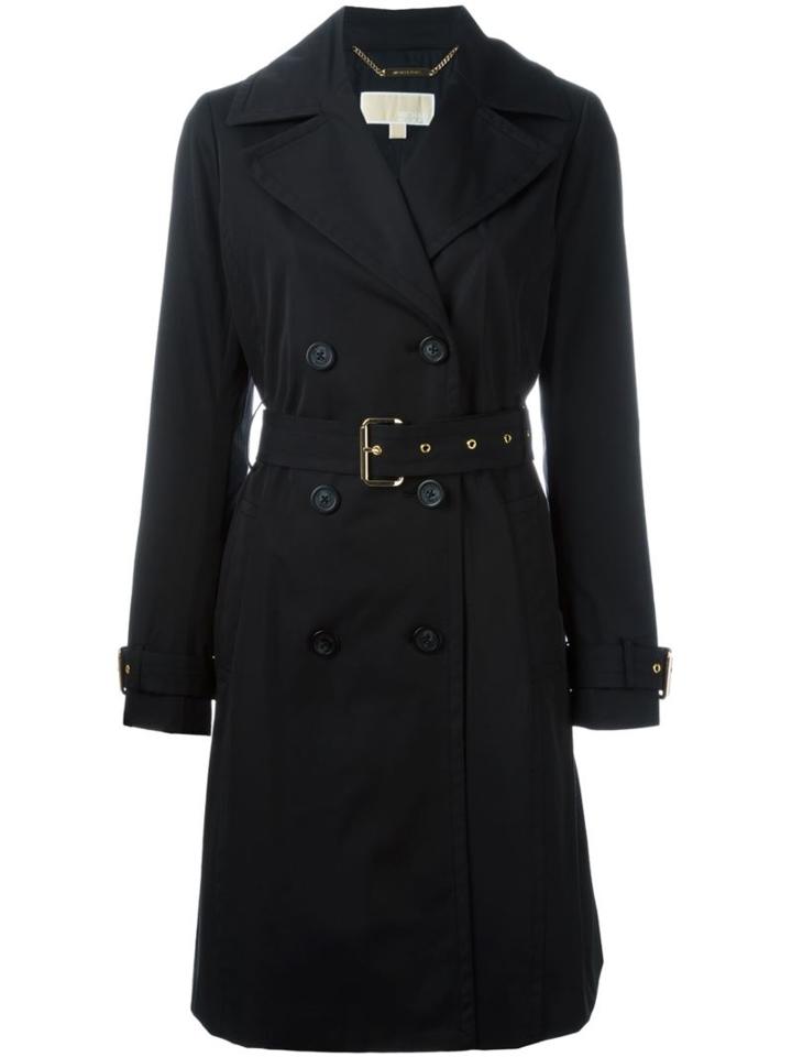 Michael Michael Kors Belted Trench Coat, Women's, Size: 8, Black, Cotton/polyester/acetate