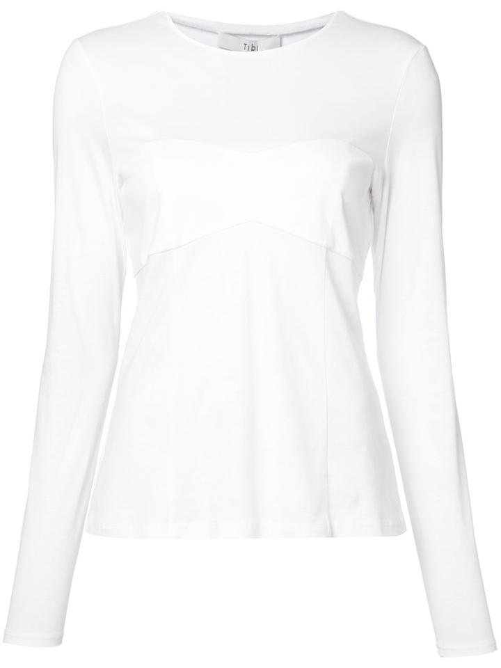 Tibi Panel Detail T-shirt, Women's, Size: Small, White, Cotton