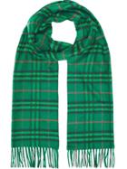 Burberry Check Fringed Scarf - Green