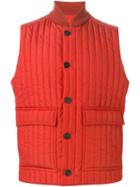Canali Quilted Gilet, Men's, Size: 48, Yellow/orange, Polyester