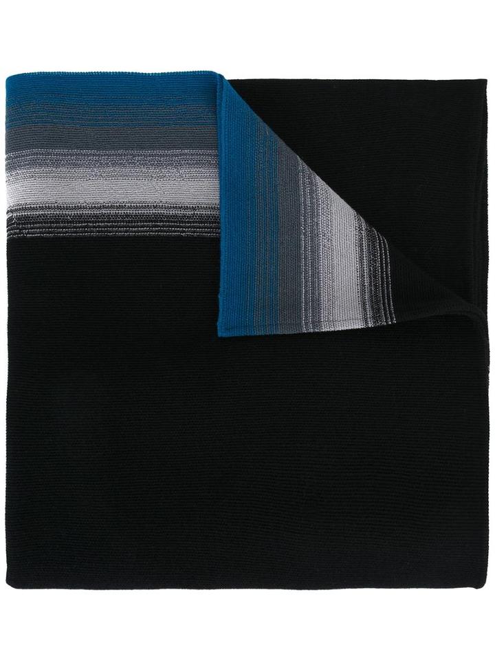 Missoni Striped Knitted Scarf, Women's, Black, Wool