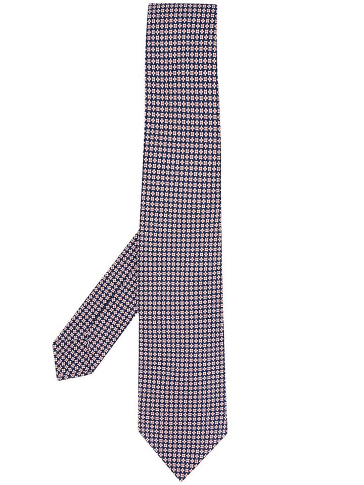 Kiton Micro-floral Print Tie - Blue