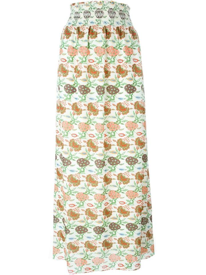 Tory Burch Printed Maxi Skirt, Women's, Size: 8, Nude/neutrals, Silk/polyester
