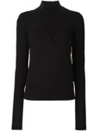 Mm6 Maison Margiela Chest Detailing Knitted Blouse, Women's, Size: S, Black, Viscose/spandex/elastane