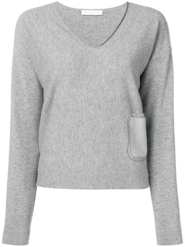 Fabiana Filippi Front Pocket V-neck Sweater - Grey