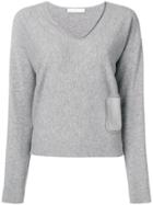 Fabiana Filippi Front Pocket V-neck Sweater - Grey