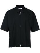 Monkey Time - Zip Front Half Sleeve Shirt - Men - Polyester - M, Black, Polyester