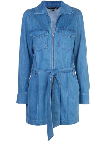 Veronica Beard Belted Denim Romper - Blue