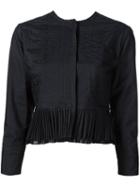 Maison Margiela Cropped Pleated Jacket, Women's, Size: 6, Black, Silk