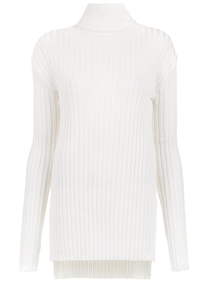 Gloria Coelho High Neck Ribbed Blouse - White