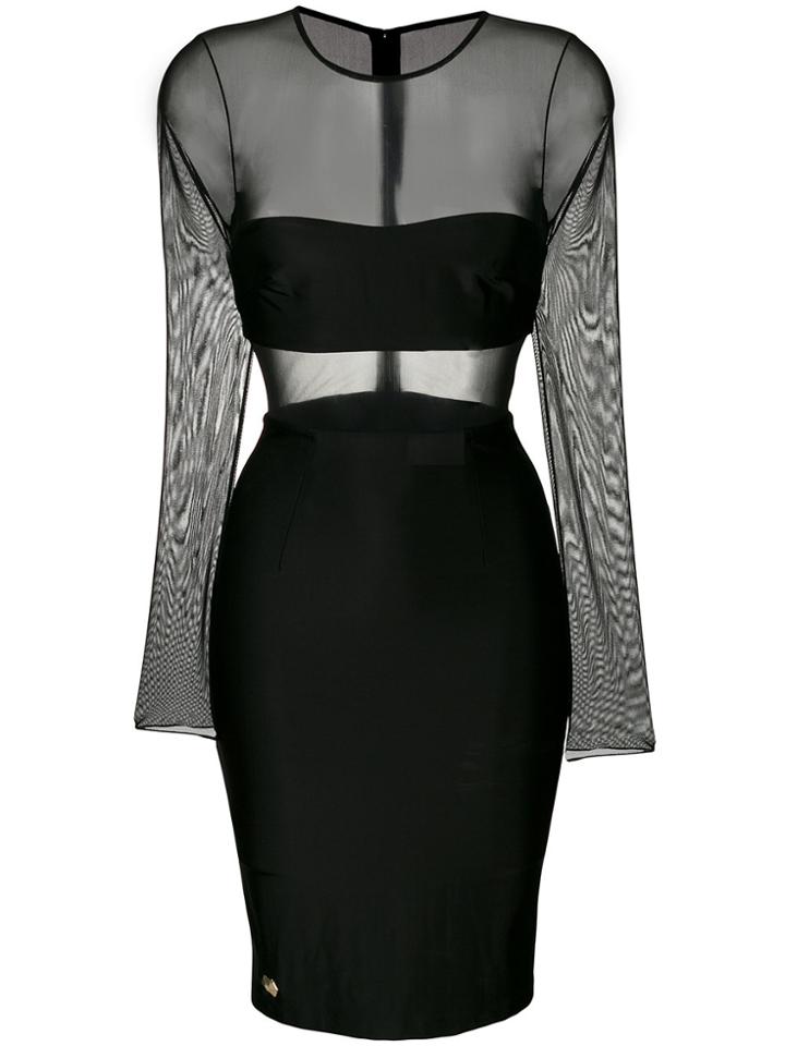 Philipp Plein Short Sheer Dress - Black