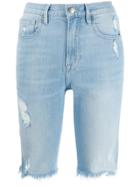 Frame Distressed Skinny Denim Shorts - Blue
