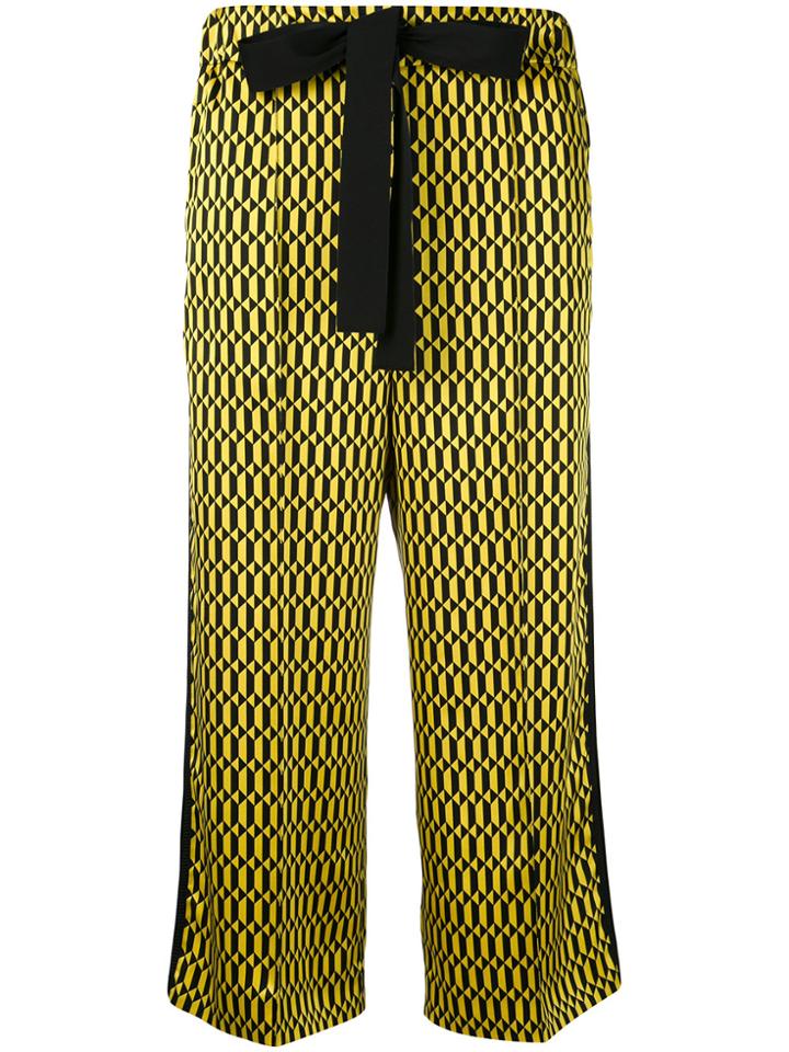 Fendi Geometric Print Cropped Trousers - Yellow & Orange