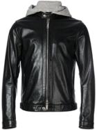 Dsquared2 Hoodie Insert Leather Jacket - Black