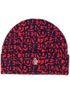 Moncler Grenoble Logo Print Beanie Hat - Red