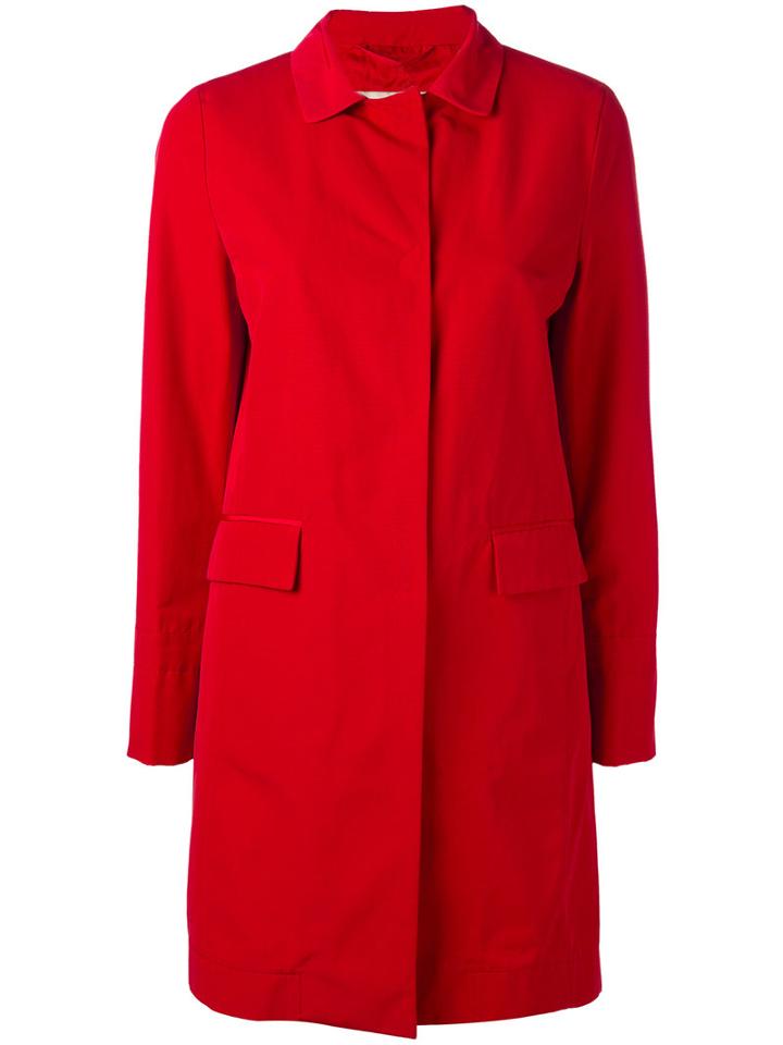 Herno - Single Breasted Coat - Women - Cotton/polyester/polyethylene/acetate - 48, Red, Cotton/polyester/polyethylene/acetate