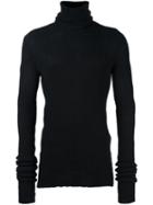 A New Cross Turtleneck Beanie Jumper, Men's, Size: Small, Black, Rayon/wool
