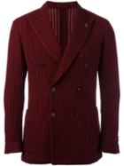 Gabriele Pasini Ribbed Double Breasted Blazer, Men's, Size: 48, Red, Cotton/polyester/wool