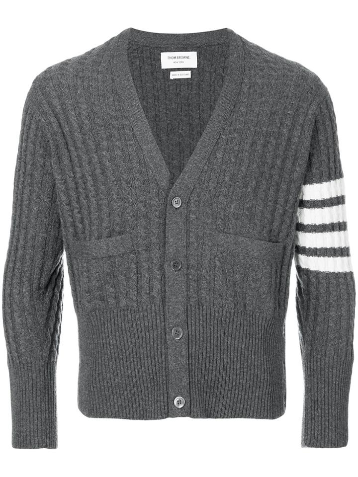 Thom Browne Cashmere 4-bar Stripe Cardigan - Grey