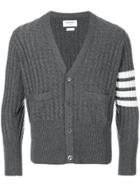 Thom Browne Cashmere 4-bar Stripe Cardigan - Grey