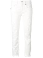 R13 Shredded Boy Cropped Jeans, Size: 27, White, Cotton/polyester/spandex/elastane