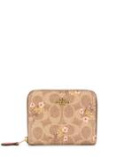 Coach Small Wallet With Floral Print - Neutrals