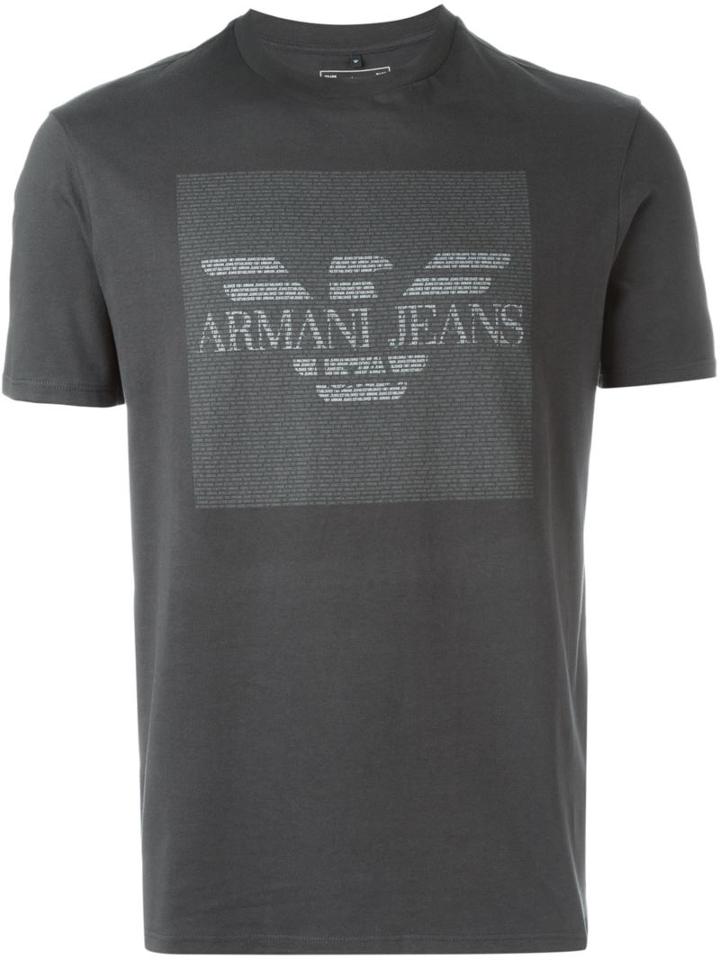 Armani Jeans Logo Print T-shirt, Men's, Size: Large, Grey, Cotton