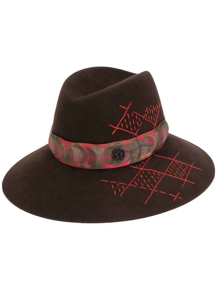 Maison Michel Cross Pattern Hat - Brown