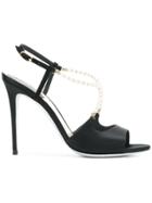 René Caovilla Pearl Embellished Sandals - Black