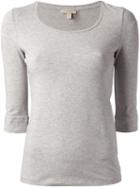 Burberry Brit House Check Cuffs T-shirt, Women's, Size: Xl, Grey, Cotton/spandex/elastane