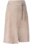Steffen Schraut Panelled Skirt, Women's, Size: 40, Nude/neutrals, Goat Suede