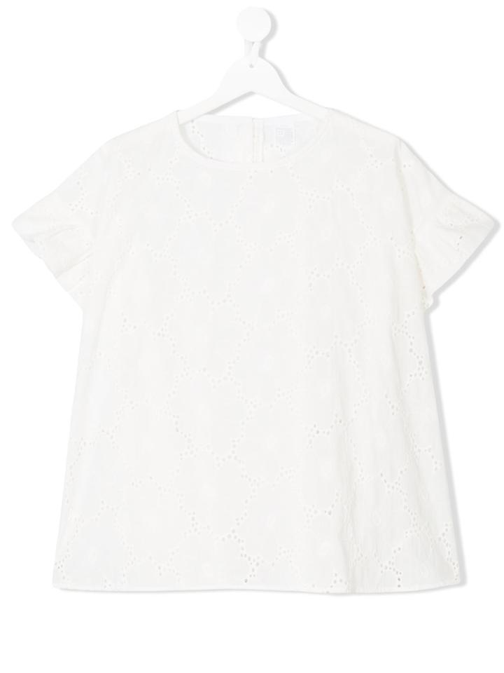 La Bottega Di Giorgia Teen Broderie Anglaise Blouse - White