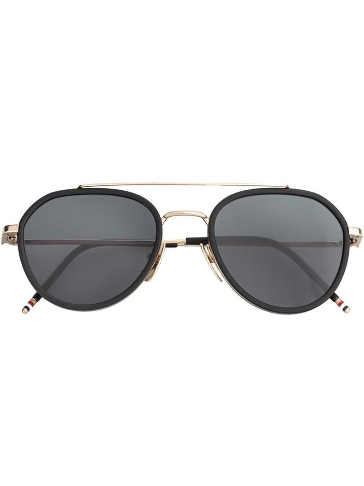 Thom Browne Aviator Sunglasses, Adult Unisex, Size: 51, Black, Acetate/12kt Gold/glass