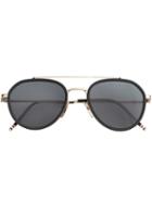 Thom Browne Aviator Sunglasses, Adult Unisex, Size: 51, Black, Acetate/12kt Gold/glass