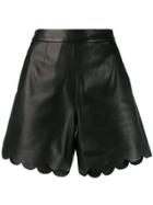 Red Valentino Scalloped Trim Shorts - Black
