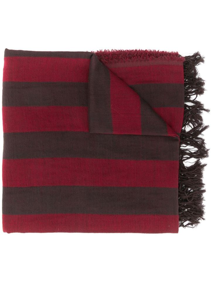 Uma Wang Fringed Striped Scarf - Red
