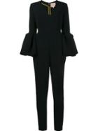 Roksanda Margot Bell Sleeve Jumpsuit, Women's, Size: 14, Black, Viscose/polyester/spandex/elastane