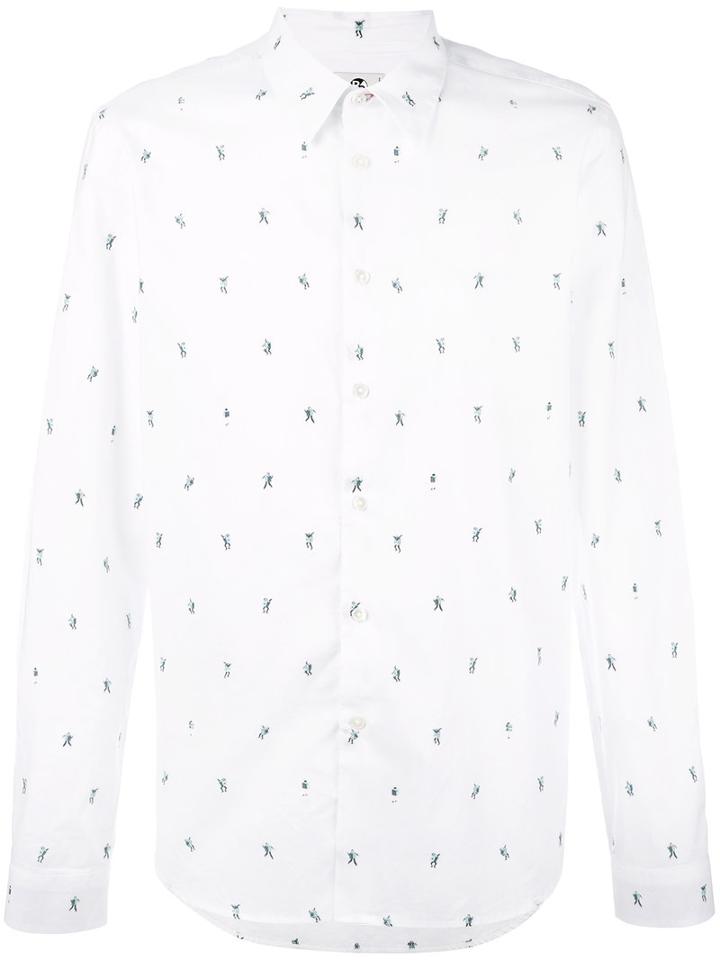 Ps By Paul Smith Printed Shirt, Men's, Size: Xxl, White, Cotton